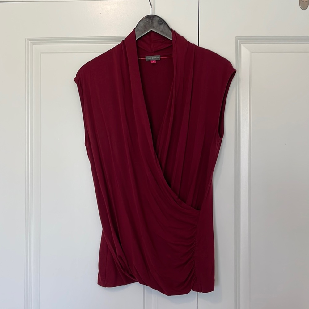 Vince Camuto | Wrap Sleeveless Top | Wine Colored | Sz L